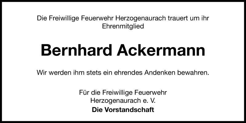 Traueranzeigen Von Bernhard Ackermann Trauer Nn De