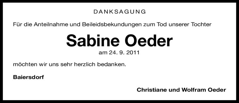 Traueranzeigen Von Sabine Oeder Trauer Nn De