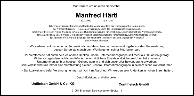 Traueranzeigen Von Manfred H Rtl Trauer Nn De