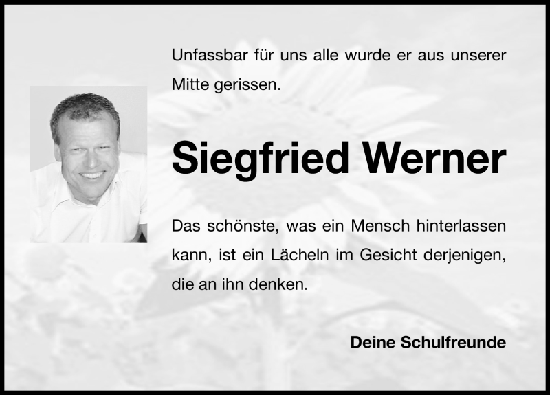 Traueranzeigen Von Siegfried Werner Trauer Nn De