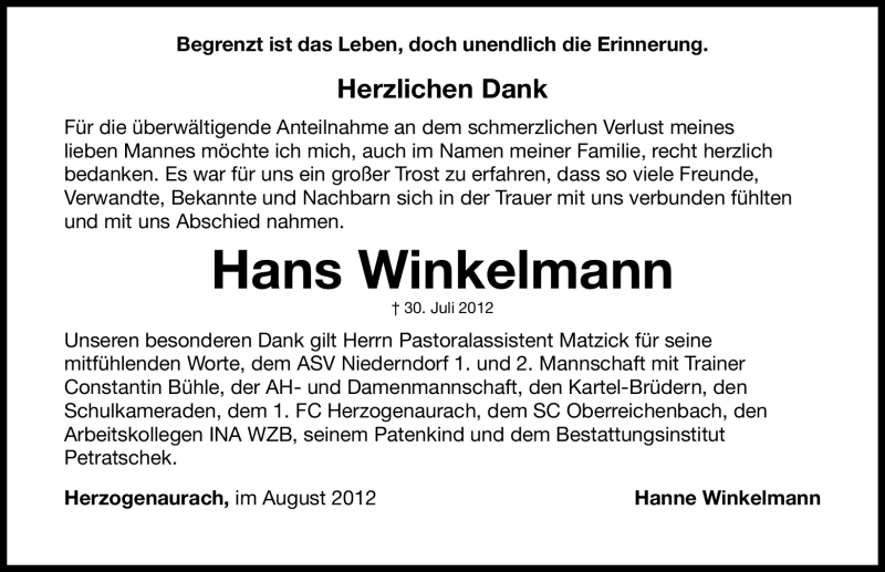 Traueranzeigen Von Hans Winkelmann Trauer Nn De