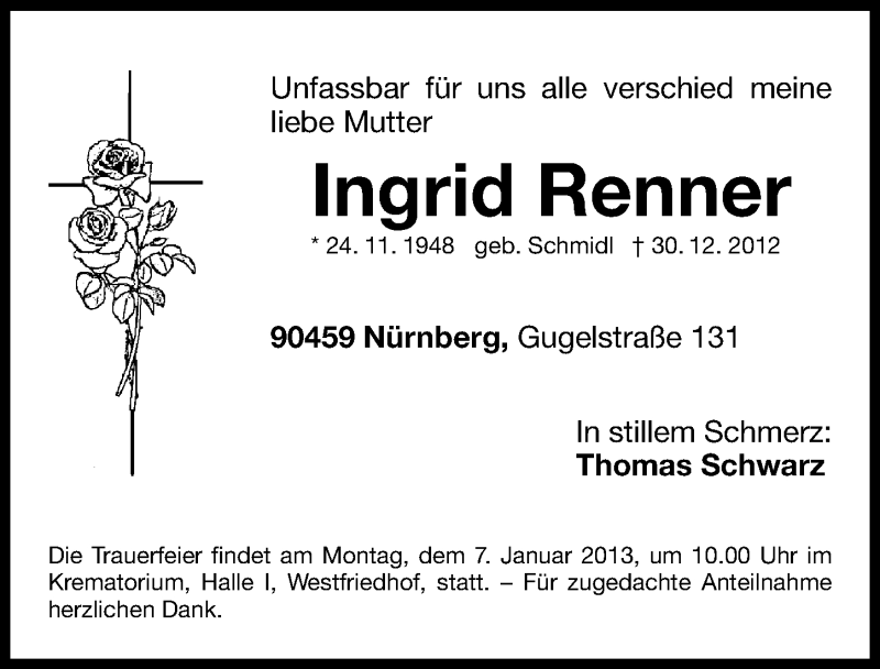 Traueranzeigen Von Ingrid Renner Trauer Nn De