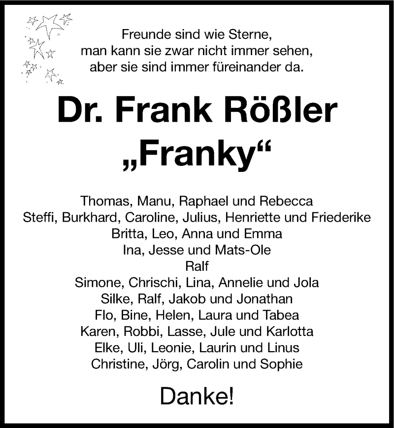 Traueranzeigen Von Frank R Ler Trauer Nn De