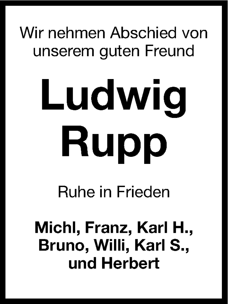 Traueranzeigen Von Ludwig Rupp Trauer Nn De