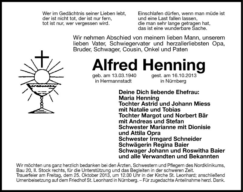 Traueranzeigen Von Alfred Henning Trauer Nn De