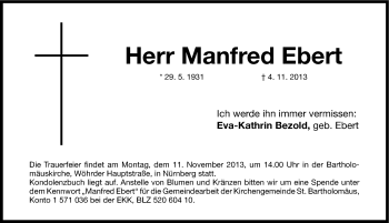 Traueranzeigen Von Manfred Ebert Trauer Nn De