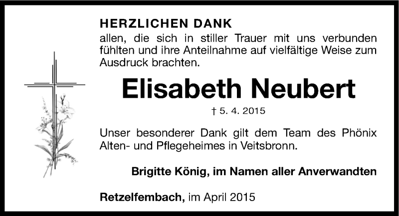 Traueranzeigen Von Elisabeth Neubert Trauer Nn De