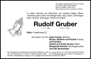 Traueranzeigen Von Rudolf Gruber Trauer Nn De