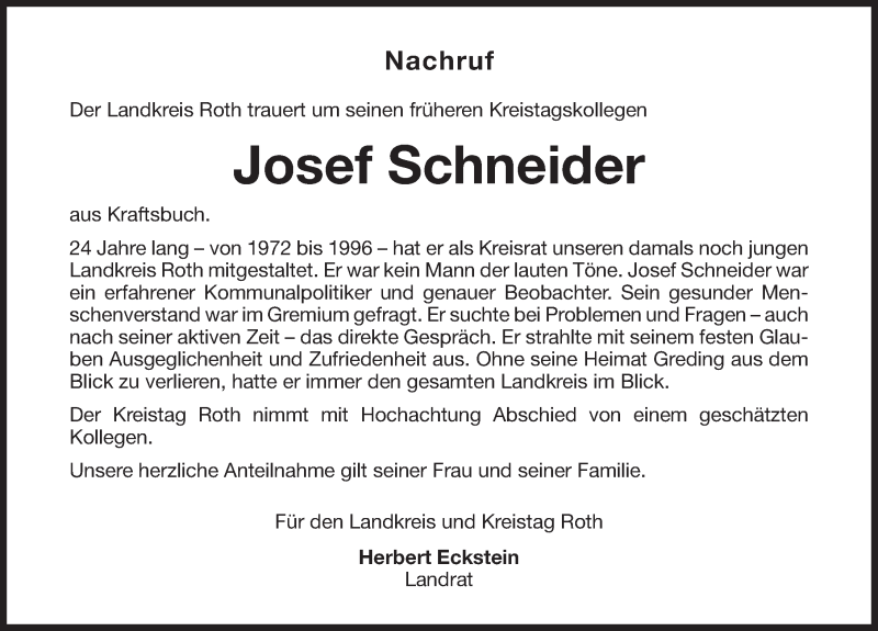 Traueranzeigen Von Josef Schneider Trauer Nn De