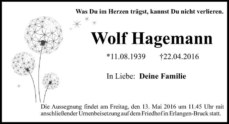 Traueranzeigen Von Wolf Hagemann Trauer Nn De