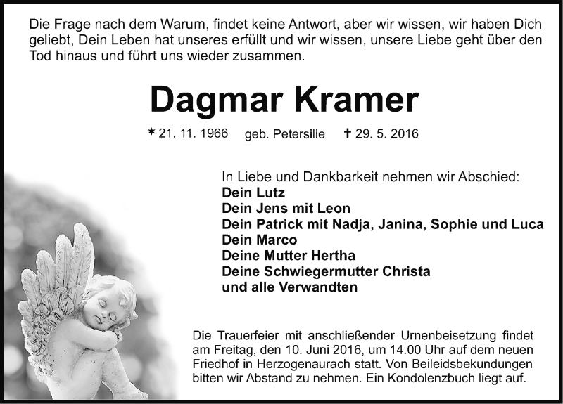 Traueranzeigen Von Dagmar Kramer Trauer Nn De