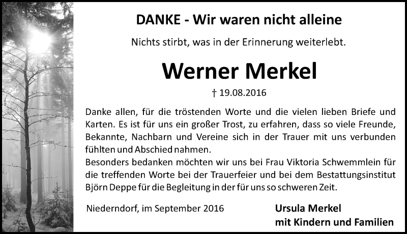 Traueranzeigen Von Werner Merkel Trauer Nn De