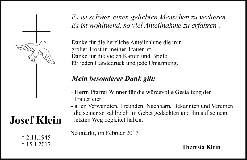 Traueranzeigen Von Josef Klein Trauer Nn De