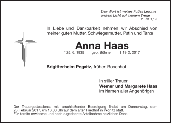 Traueranzeigen Von Anna Haas Trauer Nn De