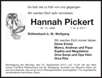 Traueranzeigen Von Hannah Pickert Trauer Nn De