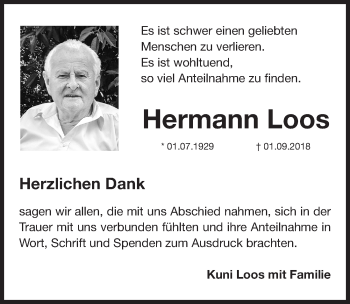 Traueranzeigen Von Hermann Loos Trauer Nn De