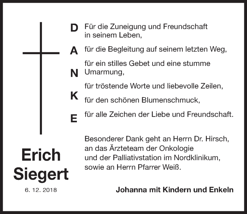 Traueranzeigen Von Erich Siegert Trauer Nn De