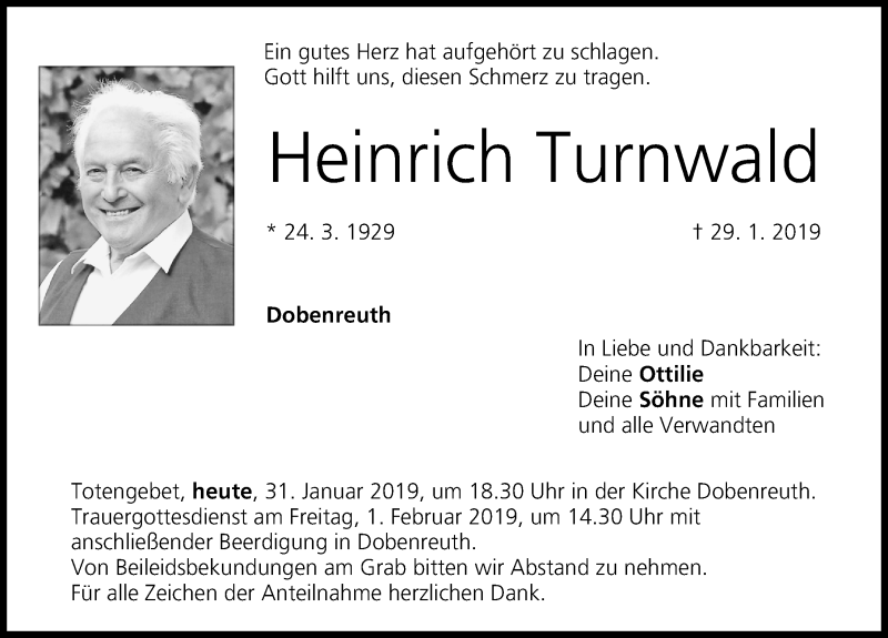 Traueranzeigen Von Heinrich Turnwald Trauer Nn De