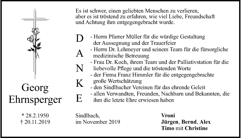 Traueranzeigen Von Georg Ehrnsperger Trauer Nn De