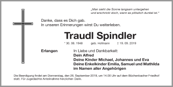 Traueranzeigen Von Traudl Spindler Trauer Nn De