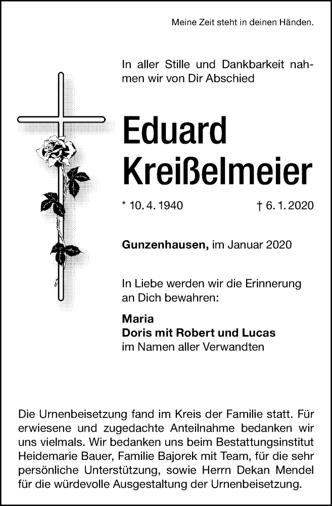 Traueranzeigen Von Eduard Krei Elmeier Trauer Nn De