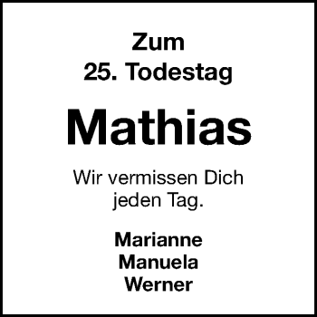 Traueranzeigen Von Mathias Trauer Nn De