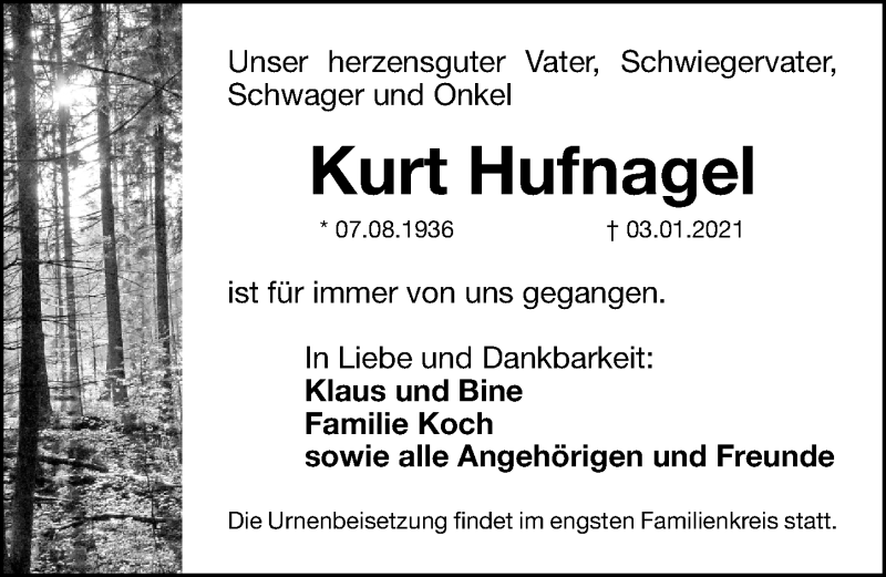 Traueranzeigen Von Kurt Hufnagel Trauer Nn De