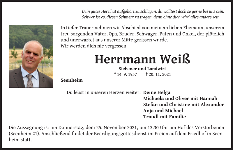 Traueranzeigen Von Herrmann Wei Trauer Nn De