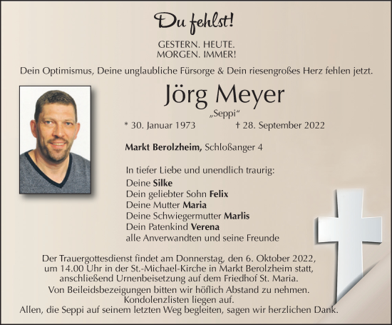 Traueranzeigen von Jörg Meyer trauer nn de