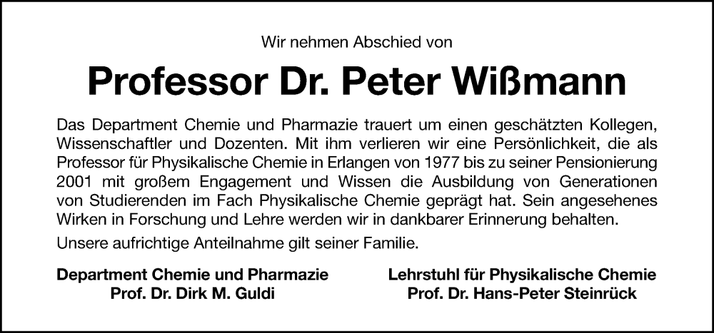 Traueranzeigen Von Peter Wi Mann Trauer Nn De