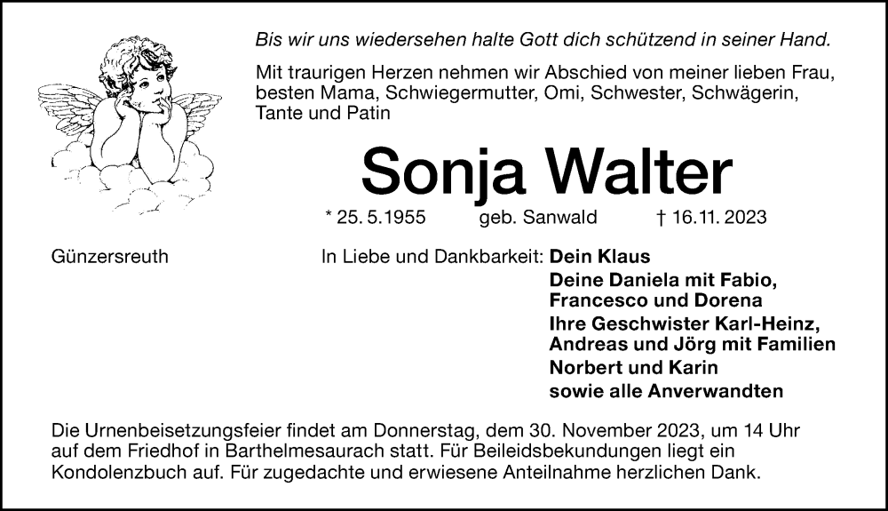 Traueranzeigen Von Sonja Walter Trauer Nn De