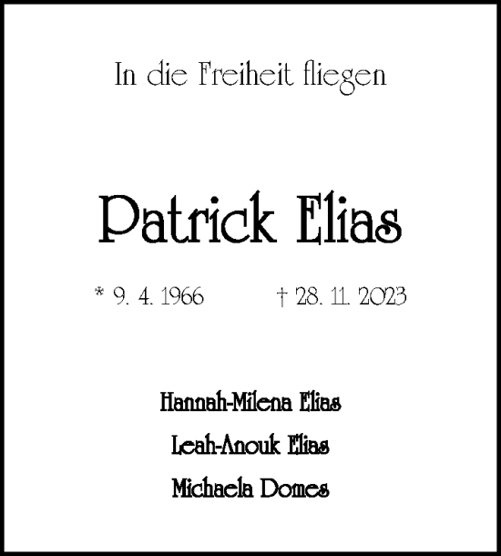 Traueranzeigen Von Patrick Elias Trauer Nn De