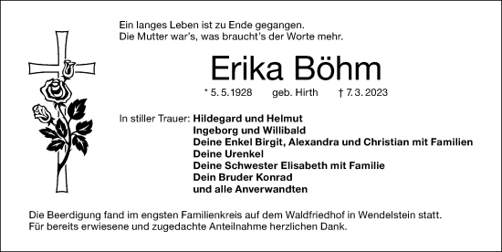 Traueranzeigen Von Erika B Hm Trauer Nn De