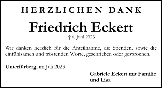 Traueranzeigen Von Friedrich Eckert Trauer Nn De