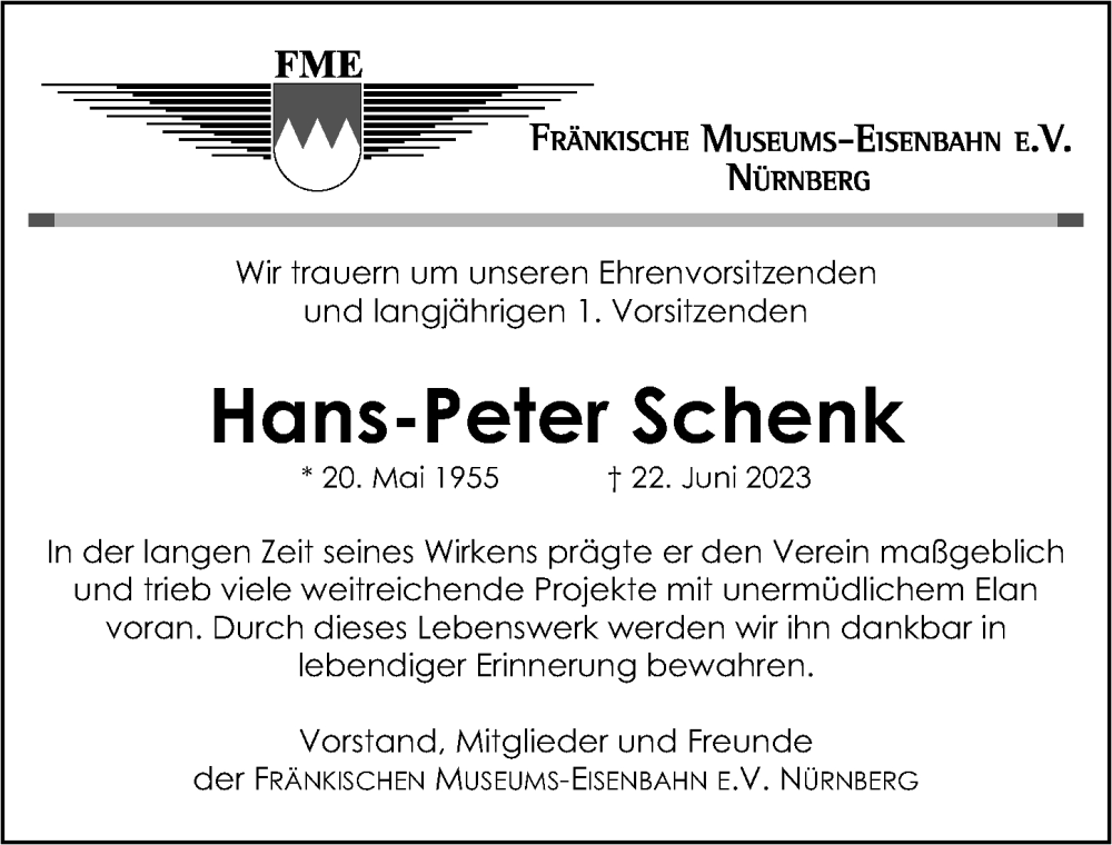 Traueranzeigen Von Hans Peter Schenk Trauer Nn De