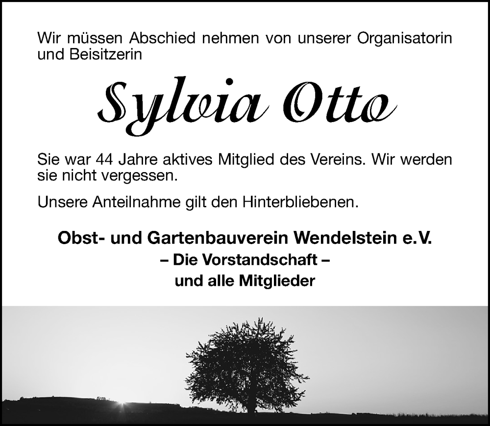 Traueranzeigen Von Sylvia Otto Trauer Nn De