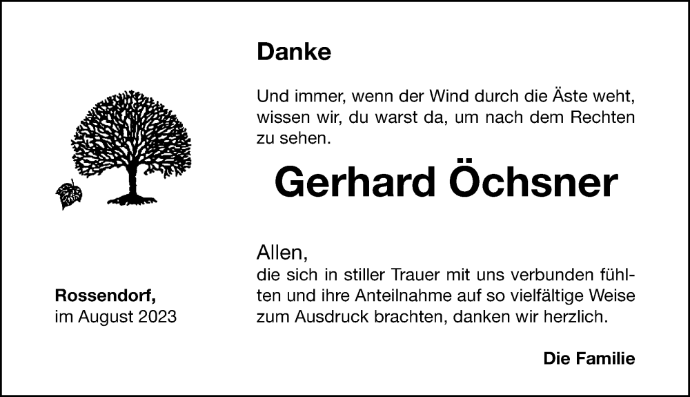 Traueranzeigen von Gerhard Öchsner trauer nn de