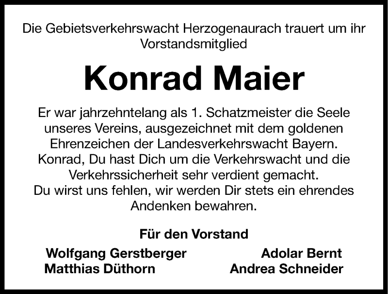  Traueranzeige für Konrad Maier vom 03.03.2015 aus Nordbayerische Nachrichten Herzogenaurach Lokal