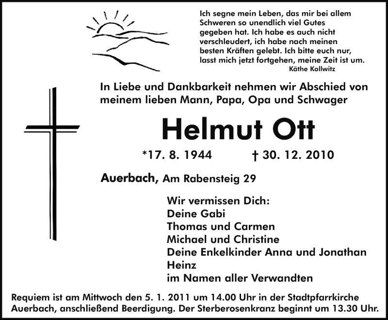  Traueranzeige für Helmut Ott vom 03.01.2011 aus Nürnberger Nachrichten