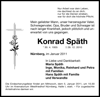 Traueranzeige von Konrad Späth von Nürnberger Nachrichten