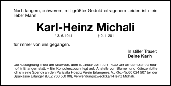 Traueranzeige von Karl-Heinz Michali von Nürnberger Nachrichten