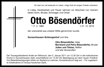 Traueranzeige von Otto Bösendörfer von Nürnberger Nachrichten