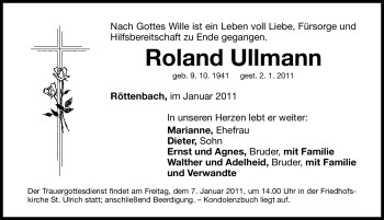 Traueranzeige von Roland Ullmann von Nürnberger Nachrichten