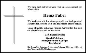 Traueranzeige von Heinz Faber von Nürnberger Nachrichten