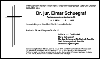 Traueranzeige von Elmar Schuegraf von Nürnberger Nachrichten