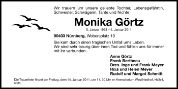 Traueranzeige von Monika Görtz von Nürnberger Nachrichten