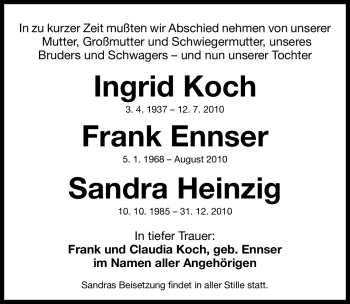 Traueranzeige von Ingrid Koch von Nürnberger Nachrichten