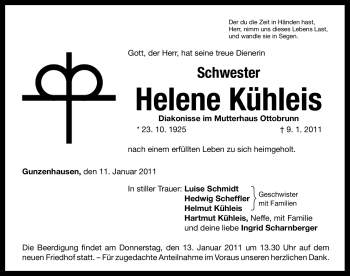 Traueranzeige von Helene Kühleis von Nürnberger Nachrichten