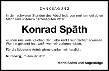 Traueranzeige von Konrad Späth von Nürnberger Nachrichten