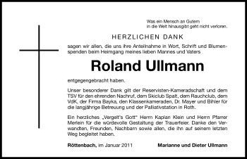 Traueranzeige von Roland Ullmann von Nürnberger Nachrichten